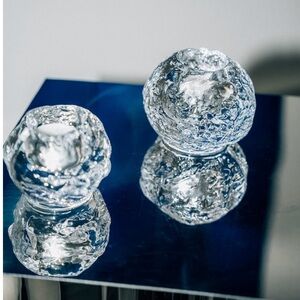 2 Kosta Boda Medium Snowball Candle holders, retail for $50 each